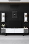 Hanah Home Chrome Line Mueble de TV Blanco y Negro